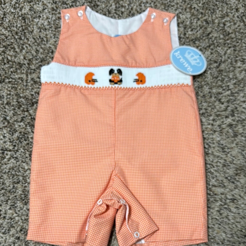 Orange Gingham Baby Romper